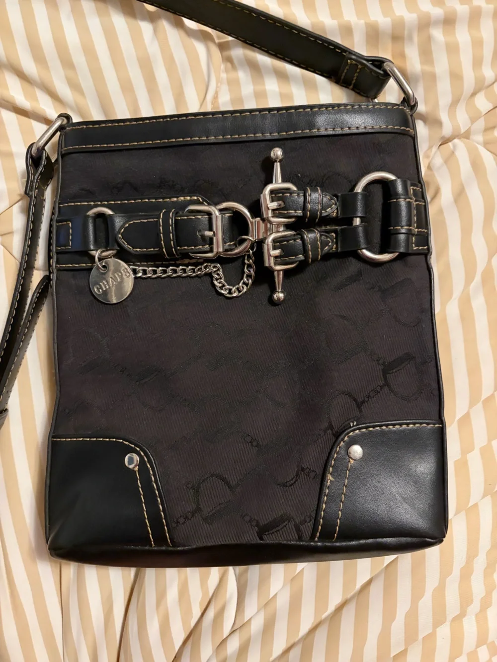 Black Women's Crossbody Bag with Silver Accents